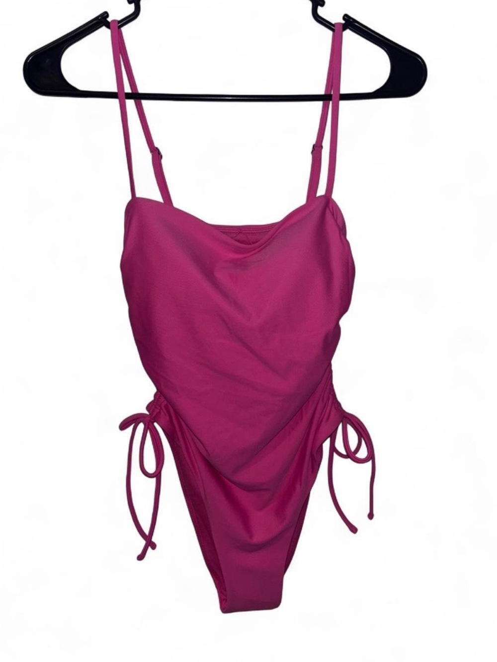 No Boundaries Girls Magenta One-Piece Swimsuit with Side Ties